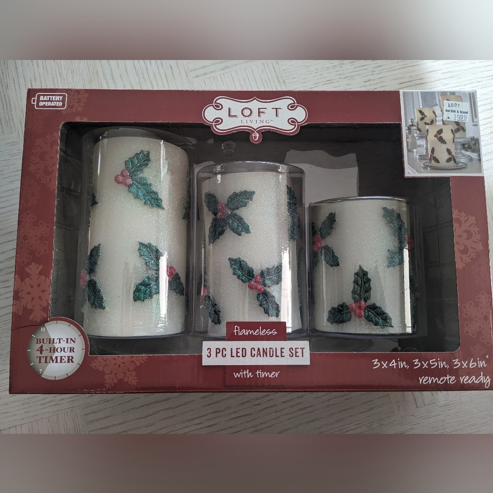 Flameless 3pc led candle set Christmas
